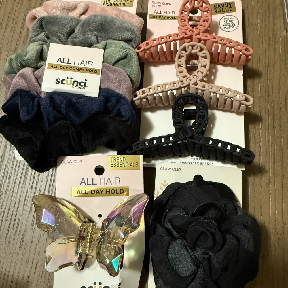 New Hair Bundle. scrunch brand Hair Accessories Set - Black, Pink, Gold